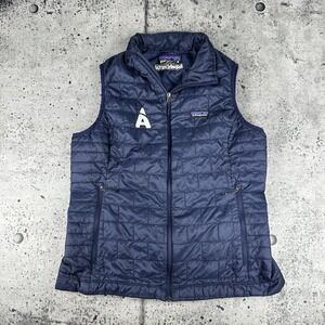 Patagonia Nano Puff Primaloft Quilted Vest Navy Blue Embroidered Sz Large